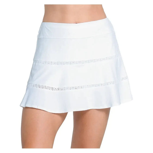 Women's Tier Flounce 14 Inch Tennis Skort White-Apparel-Lucky In Love-CB780-110U25-1-Tennis Express