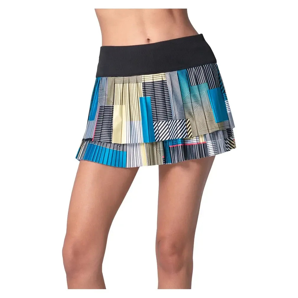 Women's Stripe It Up Pleated Tennis Skort Black-Apparel-Lucky In Love-CB806-70D001-Tennis Express