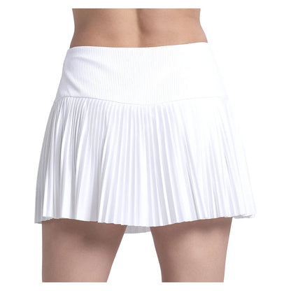 Women's Racer Rib Pleated Tennis Skort White and Wave Blue