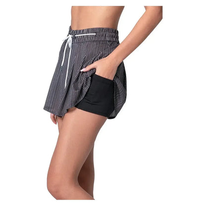 Women's High Waist Pinstripe Tennis Skort Black