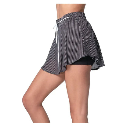 Women's High Waist Pinstripe Tennis Skort Black