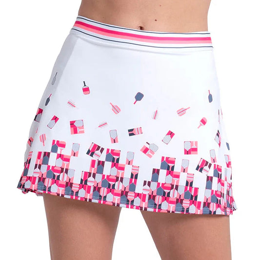 Women's Pixel Rally Pickleball Skort White-Apparel-Lucky In Love-CB840-52F110-2-Tennis Express