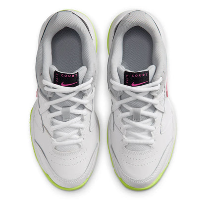 Juniors' Court Lite 2 Tennis Shoes White and Laser Fuchsia