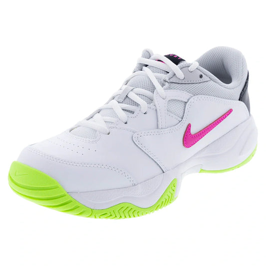 Juniors' Court Lite 2 Tennis Shoes White and Laser Fuchsia-Footwear-Nike-CD0440-107copy-Tennis Express