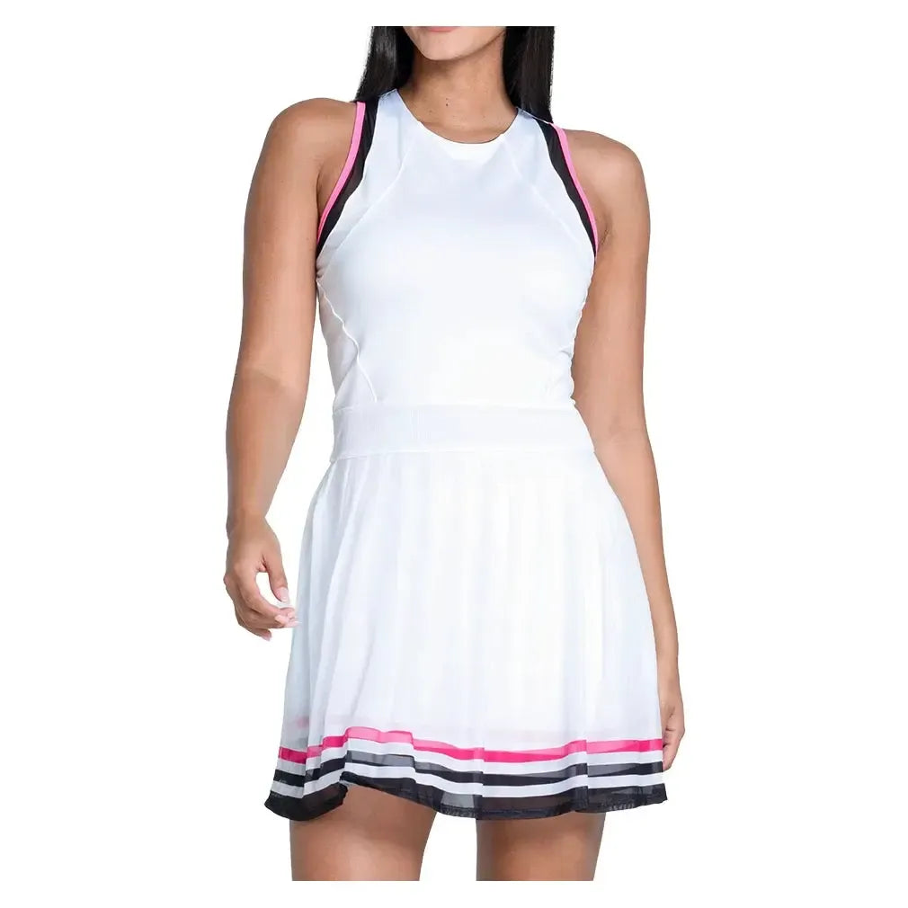 Women's Kinetic Energy Tennis Dress White and Black-Apparel-Lucky In Love-CD35-75B121S25-Tennis Express