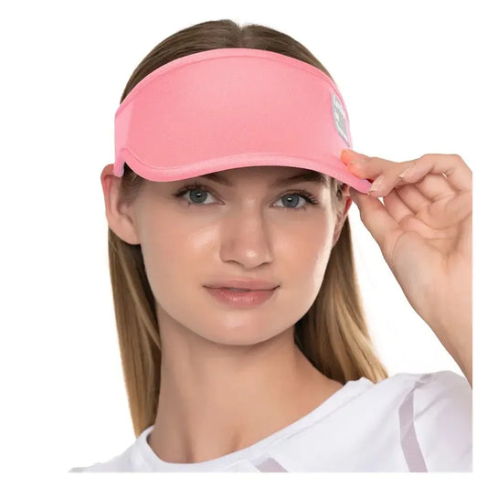 Women's Lucky Logo Stretch Tennis Visor Flamingo-Apparel-Lucky In Love-CH011-670S25-1-1-[Sku]-Tennis Express