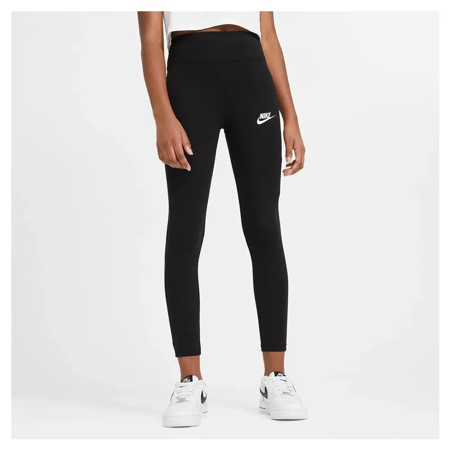 Girls' Sportswear Favorites High-Waisted Leggings Black and White-Apparel-Nike-CU8248-010BF21-3-Tennis Express