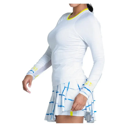 Women's Shibori Wave Long Sleeve Tennis Top White