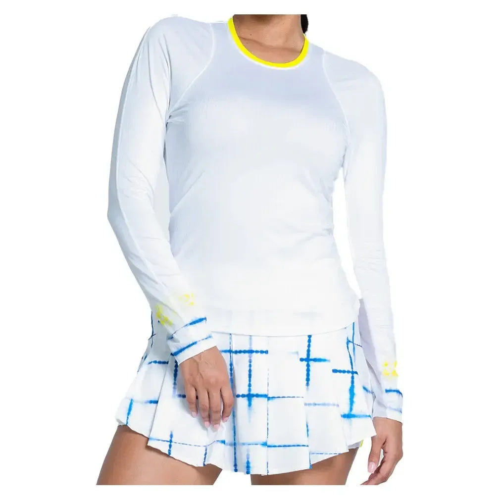 Women's Shibori Wave Long Sleeve Tennis Top White-Apparel-Lucky In Love-CX092-47B110U25-Tennis Express