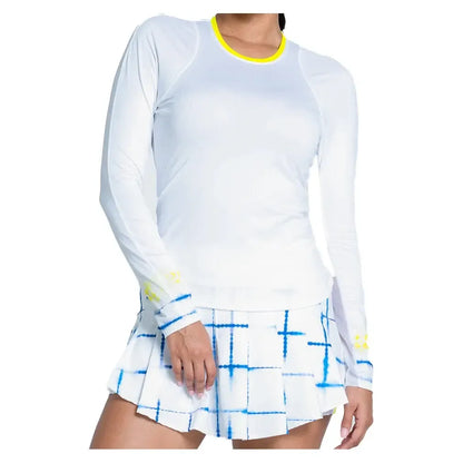 Women's Shibori Wave Long Sleeve Tennis Top White-Apparel-Lucky In Love-CX092-47B110U25-Tennis Express