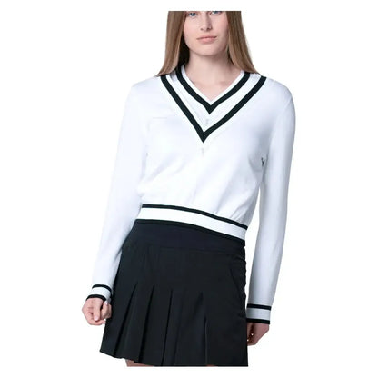 Women's Victory V-Neck Tennis Sweater-Apparel-Lucky In Love-CX105-121-Tennis Express