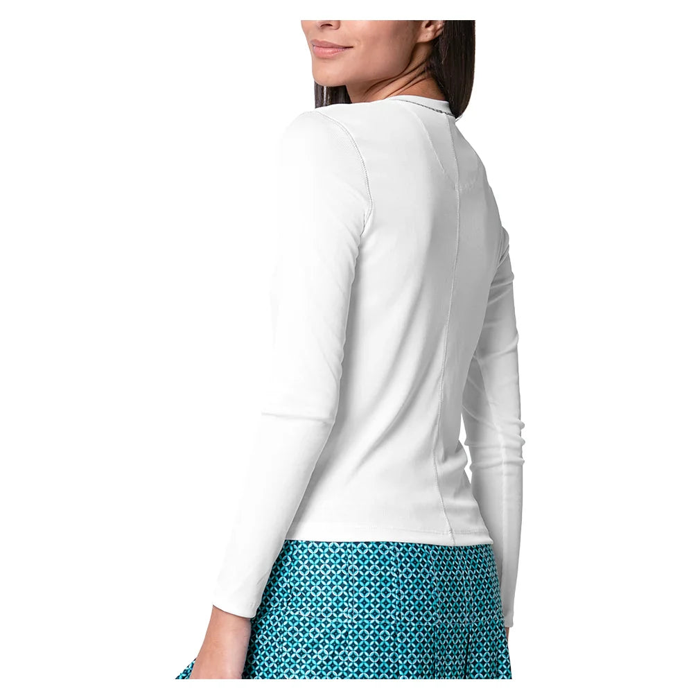 Women's Riviera Henley Long Sleeve Tennis Polo White