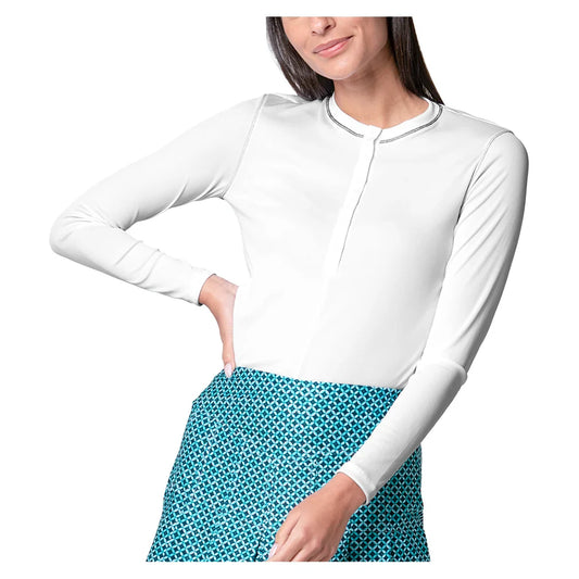 Women's Riviera Henley Long Sleeve Tennis Polo White-Apparel-Lucky In Love-CX114-120H25-668870Tennis Express
