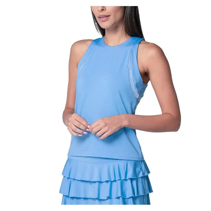 Women's High Neck Action Tennis Tank with Bra Periwinkle-Apparel-Lucky In Love-CX123-432F25-3-Tennis Express