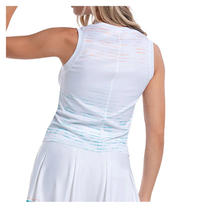 Women's Rising Tides Tennis Muscle Tank White and Color Ombre