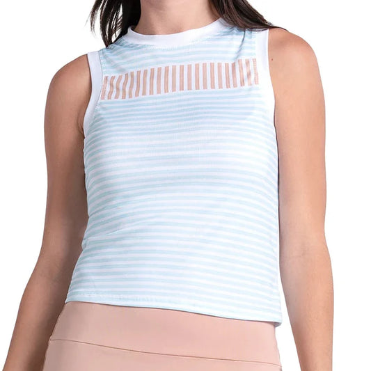 Women's Riviera Stripe Tennis Muscle Tank Wave-Apparel-Lucky In Love-Wave-XS, [current_file_name-Tennis Express