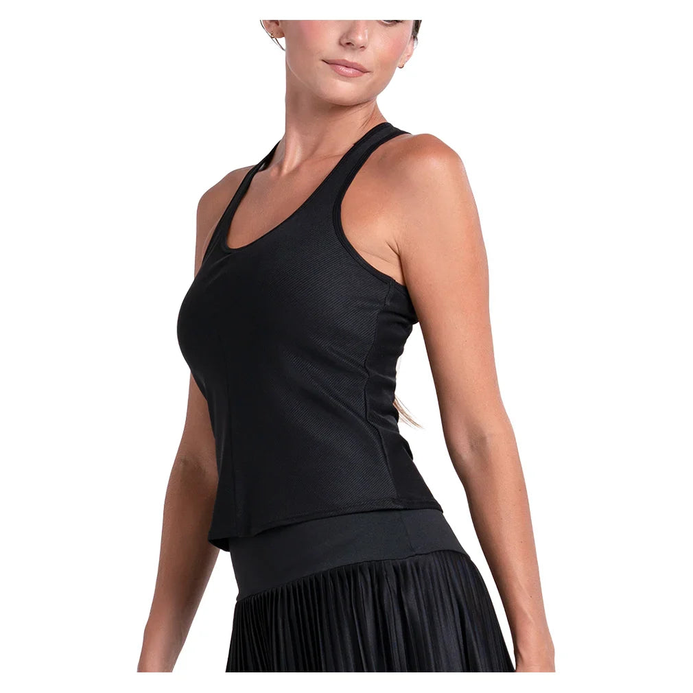 Women's Scoop Neck Rib Tennis Tank with Bra