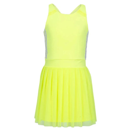 Girls' Game Time Tennis Dress Neon Yellow-Apparel-Lucky In Love-D16-710S24-Tennis Express