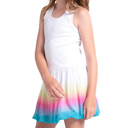 Girls' Nova Bubble Tennis Dress White and Color Ombre
