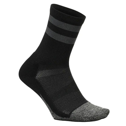 Elite Light Cushion Mini Crew Socks Black High Top Stripe-Socks-Feetures-E90-404B-1-Tennis Express