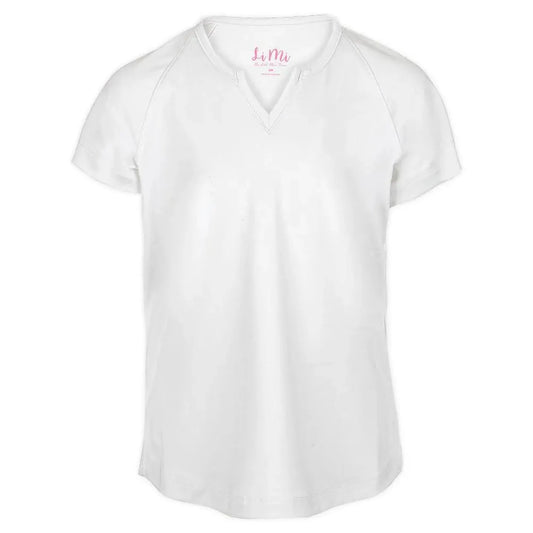 Girls' Notched Collar Tennis Top White-Apparel-Little Miss Tennis-FB160-B20-Tennis Express
