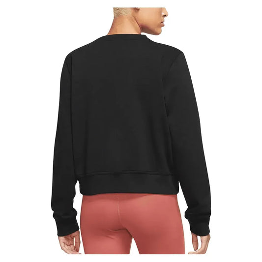 Women's Dri-Fit One Crew-Neck French Terry Sweatshirt Black and Silver Check