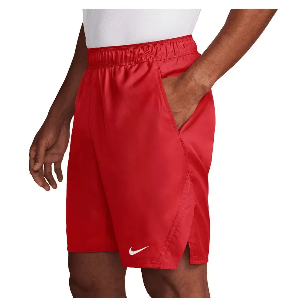 Men's Court Dri-FIT Victory 9 Inch Tennis Short University Red and White