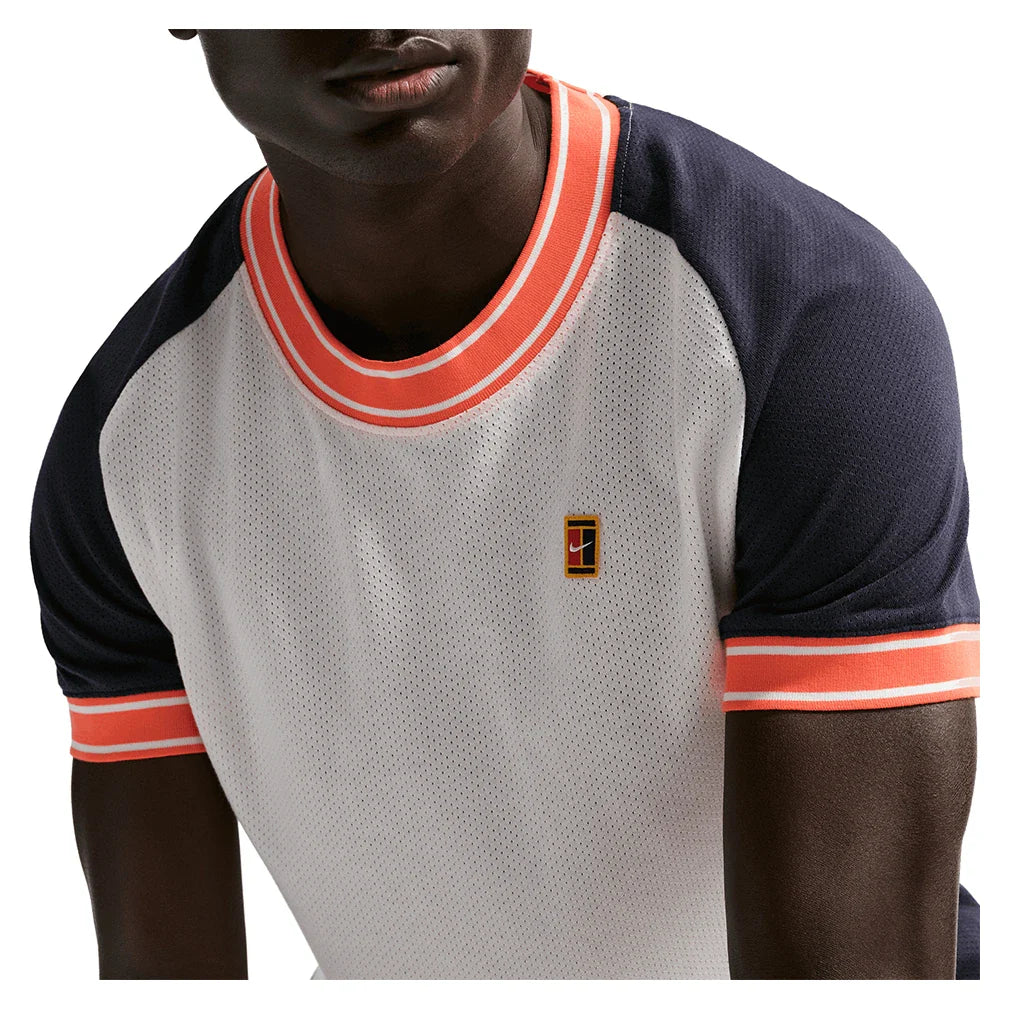 Men's Court Heritage Short Sleeve Tennis Top Sail and Dark Obsidian