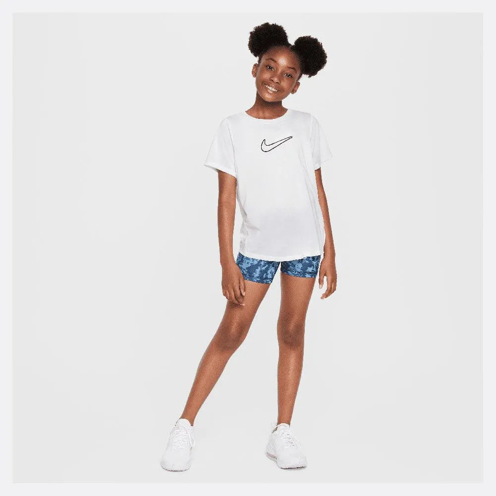 Girls' One Dri-Fit Short Sleeve Tennis Top White and Black