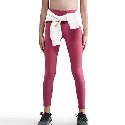 Girls' One Dri-FIT High-Waisted Training Leggings-Apparel-Nike-FZ5605-634_4-Tennis Express