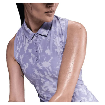 Women's Dri-FIT Victory Sleeveless Print Tennis Polo Lilac Ice and White