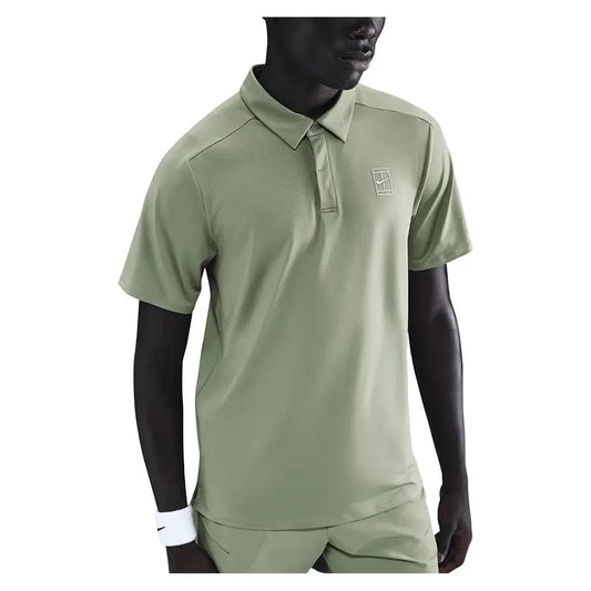 Men's Court Dri-FIT Advantage Tennis Polo Oil Green and White-Apparel-Nike-FZ6907-386H25-3-Tennis Express