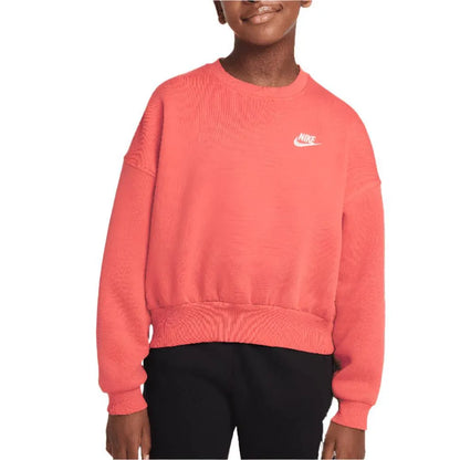 Girls' Sportswear Club Fleece Crew Neck Sweatshirt-Apparel-Nike-FZ9244-814-Tennis Express
