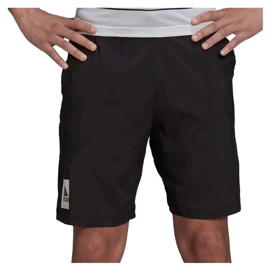 Men's Paris Ergo 9 Inch Tennis Short Black and White-Apparel-Adidas-HA2557-9-S22-Tennis Express