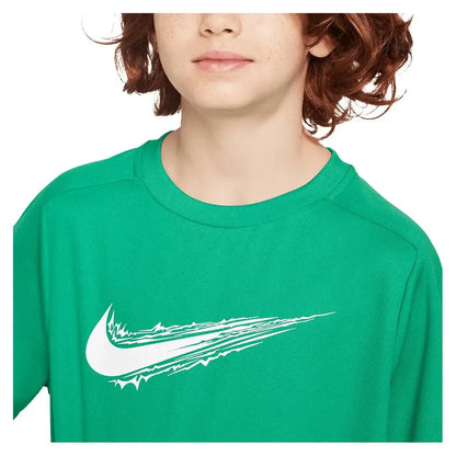 Boys' Dri-FIT Multi Short Sleeve Training Top Stadium Green and White