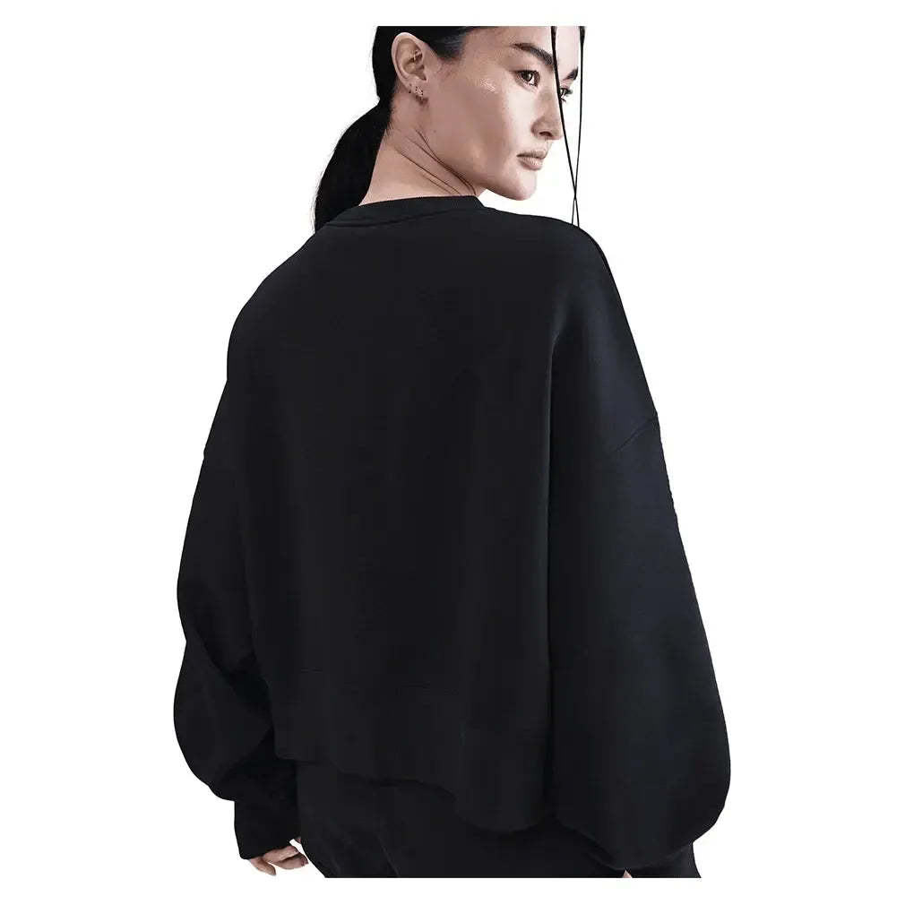 Women's Court Heritage Phoenix Fleece Oversized Long Sleeve Tennis Crew Black
