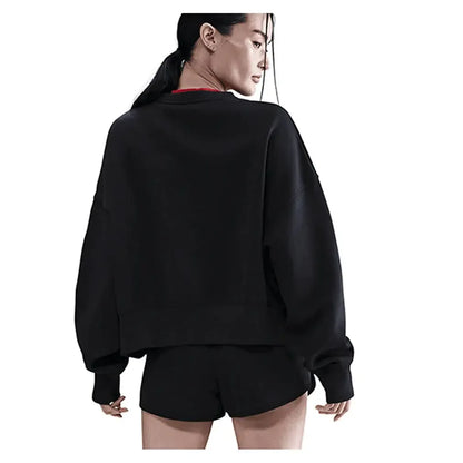 Women's Court Heritage Phoenix Fleece Oversized Long Sleeve Tennis Crew Black