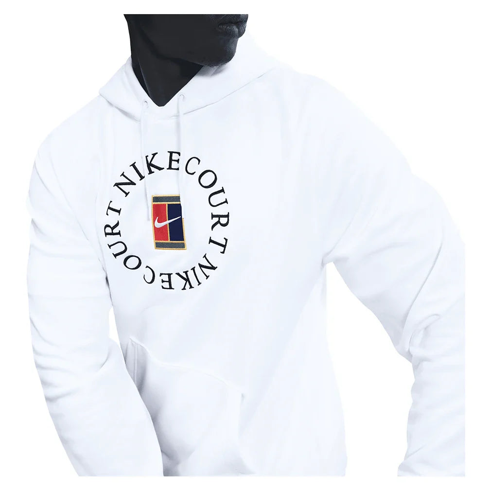 Men's Court Dri-FIT Heritage Fleece Pullover Tennis Hoodie White and Black