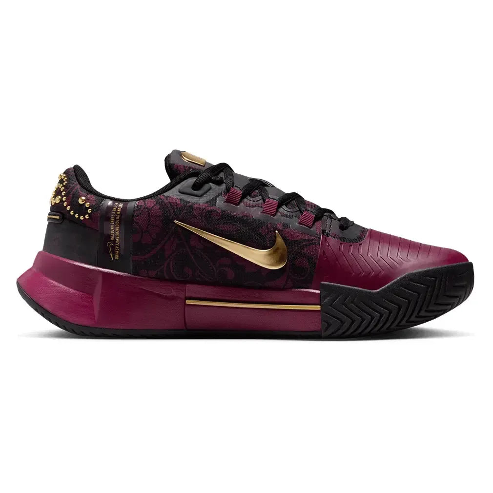 Women's Naomi Osaka Zoom GP Challenge 1 Tennis Shoes Bordeaux and Metallic Gold