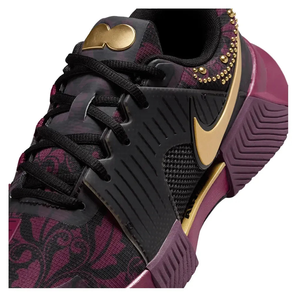 Women's Naomi Osaka Zoom GP Challenge 1 Tennis Shoes Bordeaux and Metallic Gold