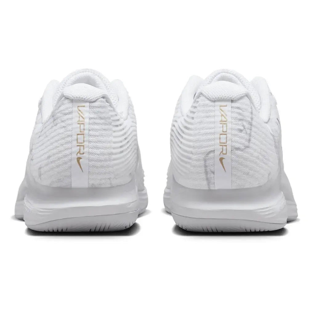 Men's Zoom Vapor 12 Magnolia Tennis Shoes White and Metallic Gold