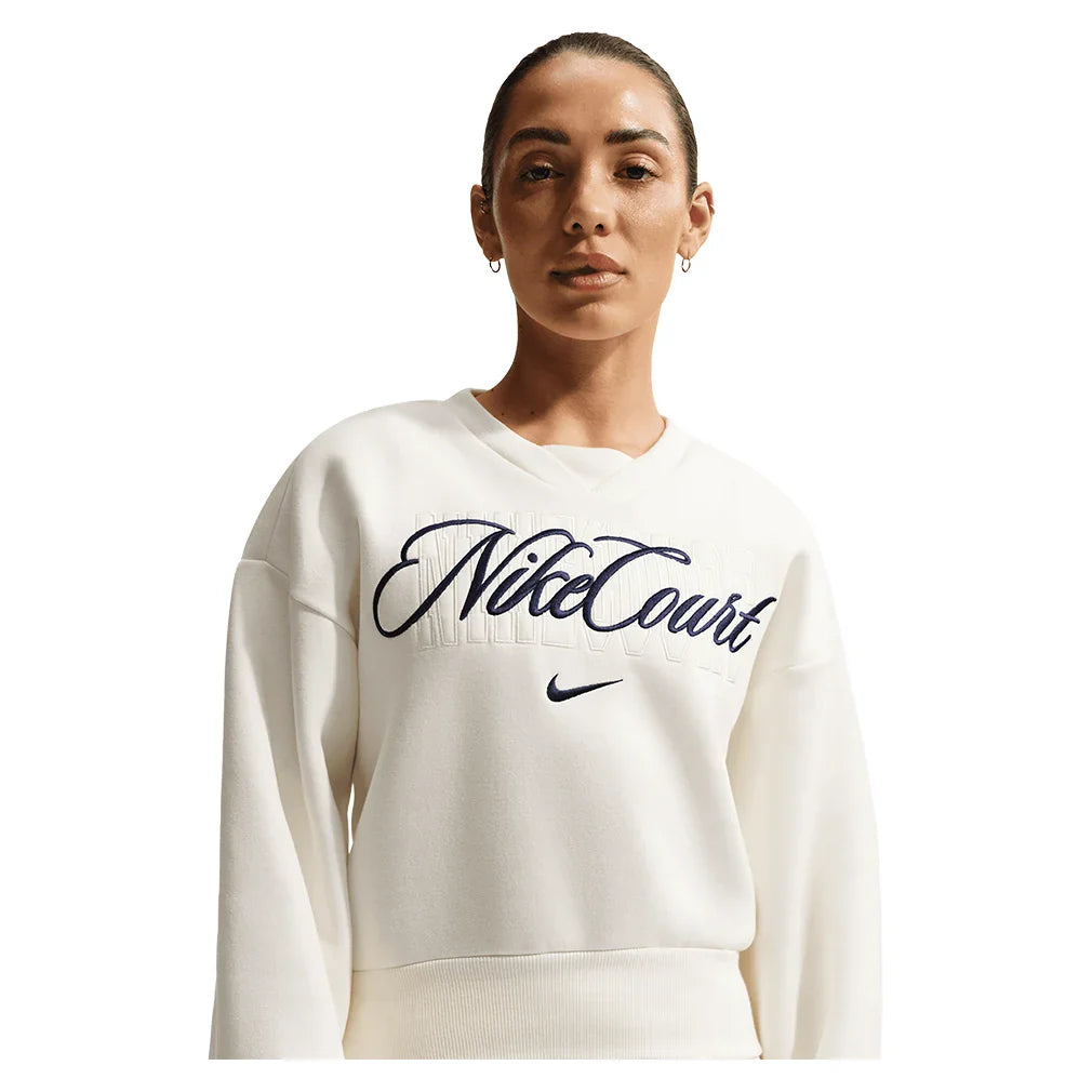 Women's Court Collection French Terry Tennis Crew Sail and Midnight Navy