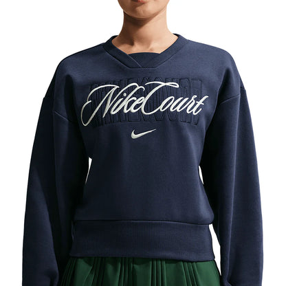 Women's Court Collection French Terry Tennis Crew Midnight Navy and Sail