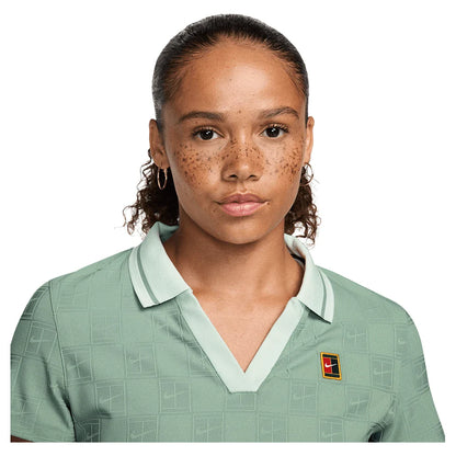 Women's Dri-FIT Court Collection Cropped Tennis Polo Steam and Barely Green