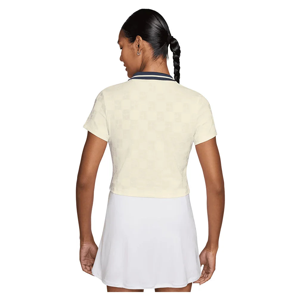 Women's Dri-FIT Court Collection Cropped Tennis Polo Sail and Midnight Navy