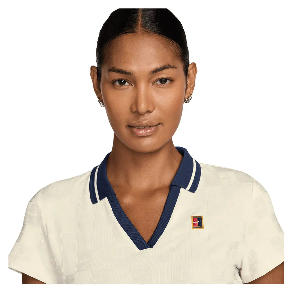 Women's Dri-FIT Court Collection Cropped Tennis Polo Sail and Midnight Navy