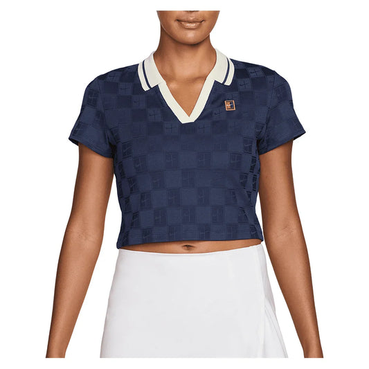 Women's Dri-FIT Court Collection Cropped Tennis Polo Midnight Navy and Sail-Apparel-Nike-IB0772-410S26-705601Tennis Express