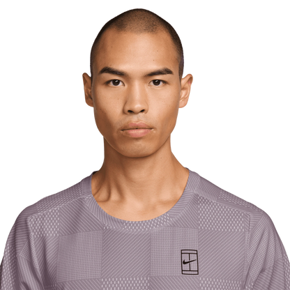 Men's Court Dri-FIT Advantage Print Tennis Top Lt Violet Ore and Black