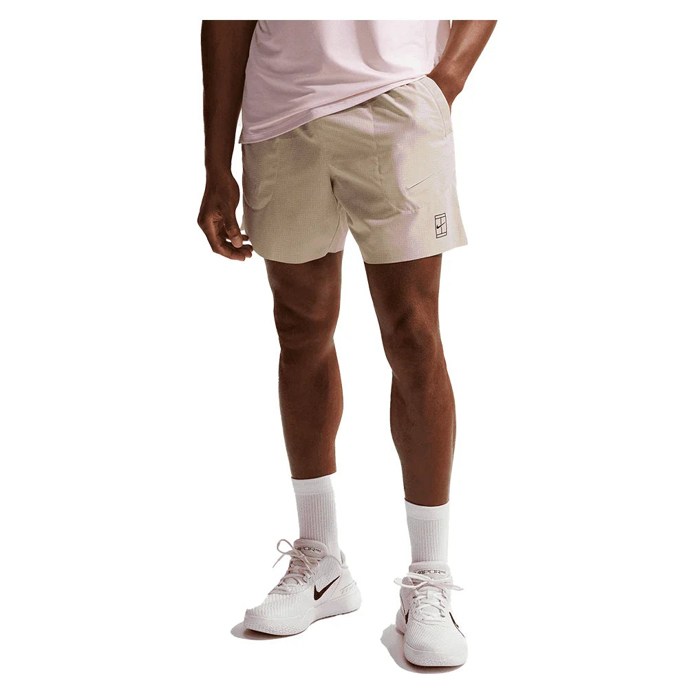 Men's Court Dri-FIT Advantage Print 6 Inch Tennis Short Desert Khaki and Black