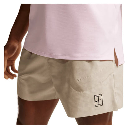 Men's Court Dri-FIT Advantage Print 6 Inch Tennis Short Desert Khaki and Black